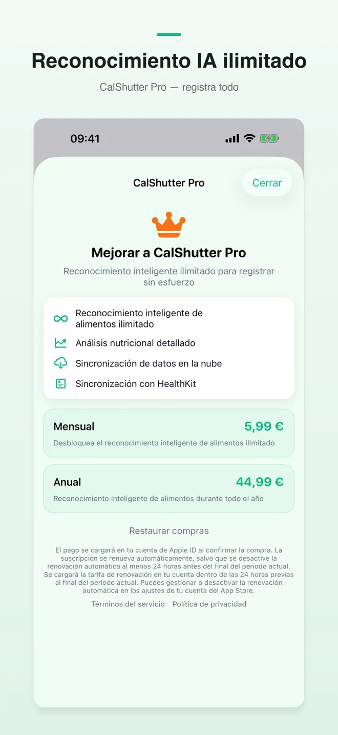 Pantallas de la app CalShutter — 4/4