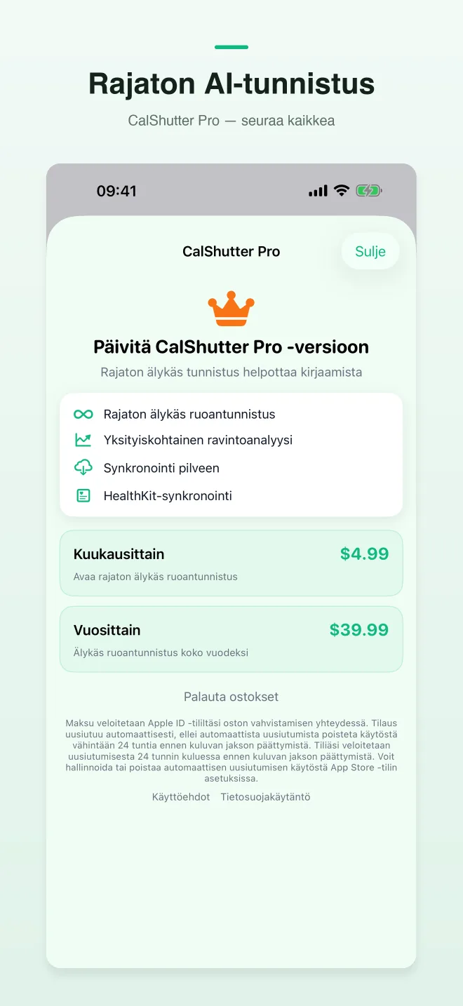 CalShutter-sovelluksen näkymät — 4/4