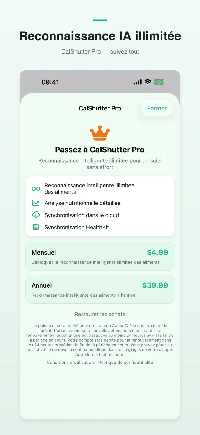 Écrans de l'app CalShutter — 4/4