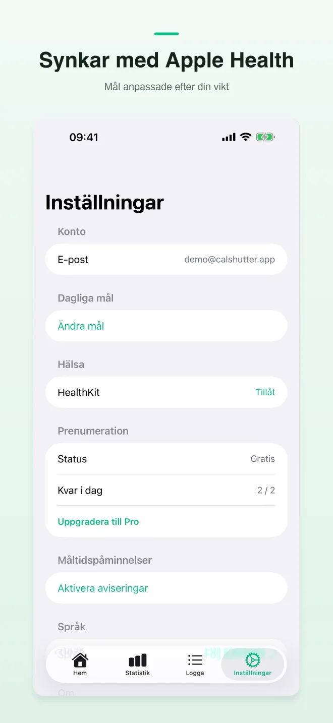 Skärmar från appen CalShutter — 3/4