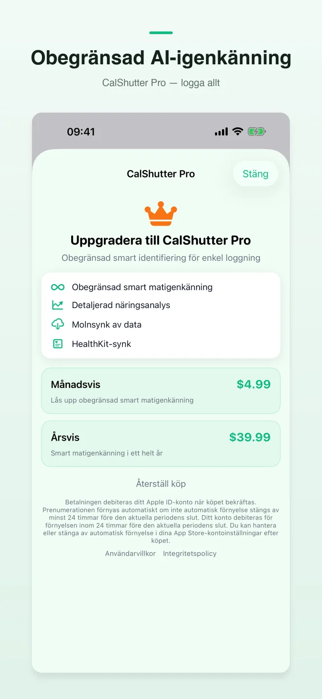 Skärmar från appen CalShutter — 4/4
