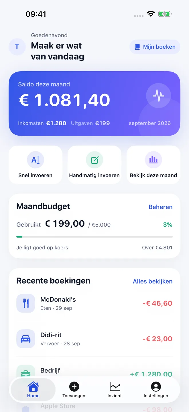 Schermen van de TaoBook-app — 1/4