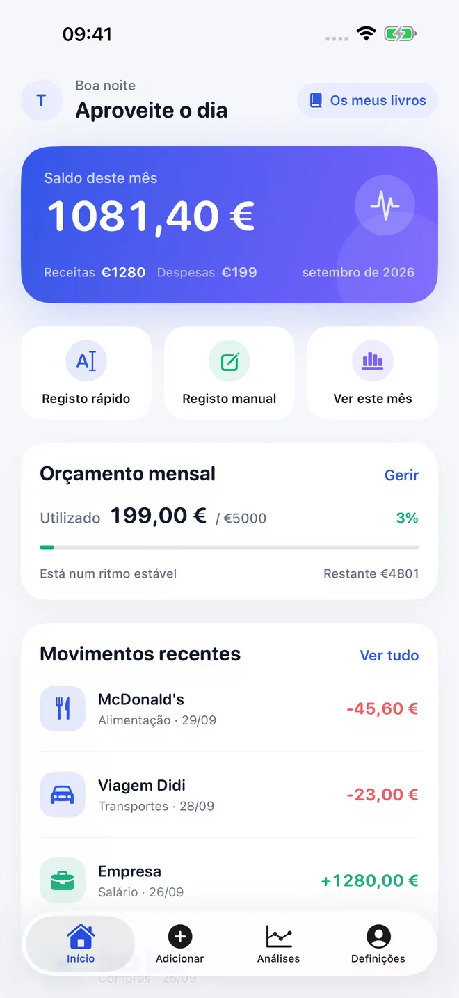 Ecrãs da app TaoBook — 1/4