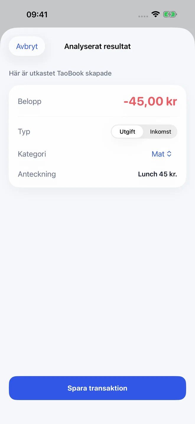 Skärmar från appen TaoBook — 3/4