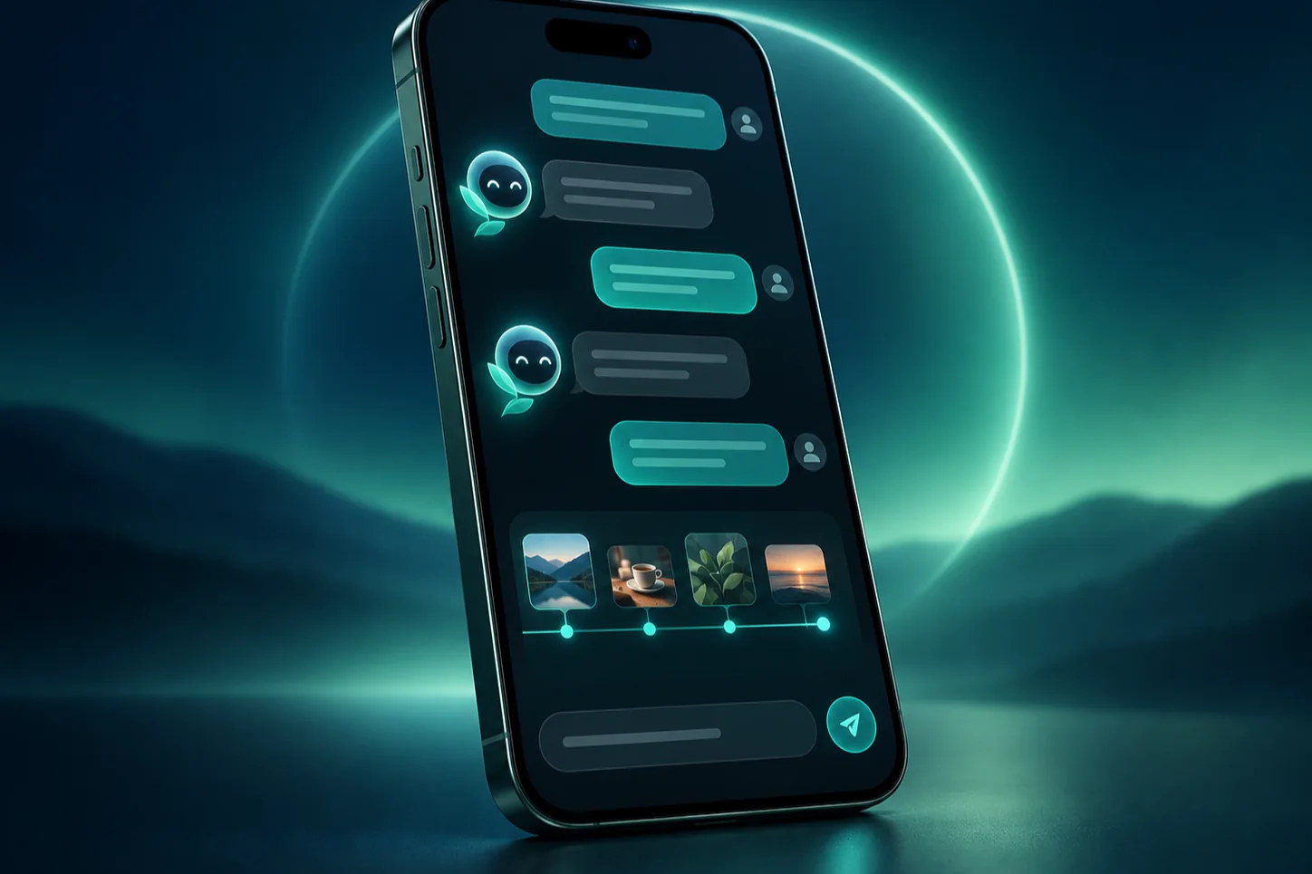 TaoTalk AI iOS 智能伴侣聊天界面，展示跨会话记忆和对话时间线