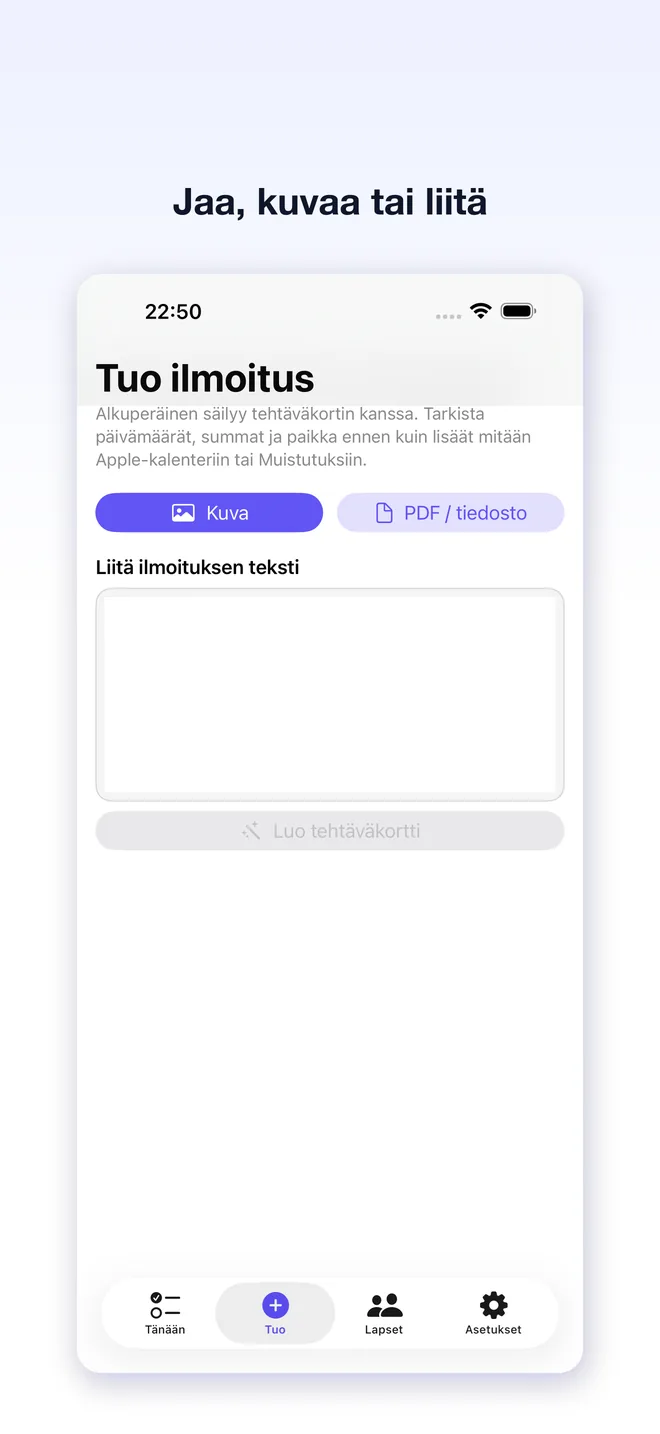 Note2Do-sovelluksen näkymät — 3/5