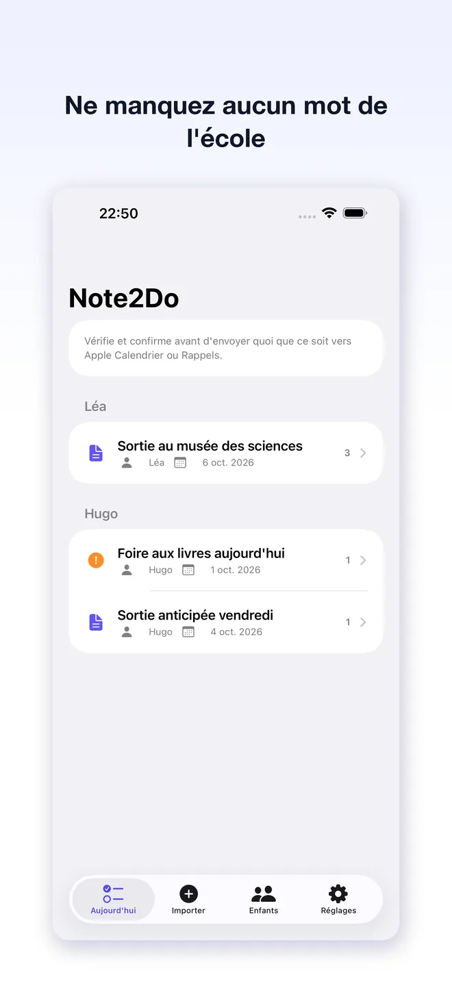 Écrans de l'app Note2Do — 1/5