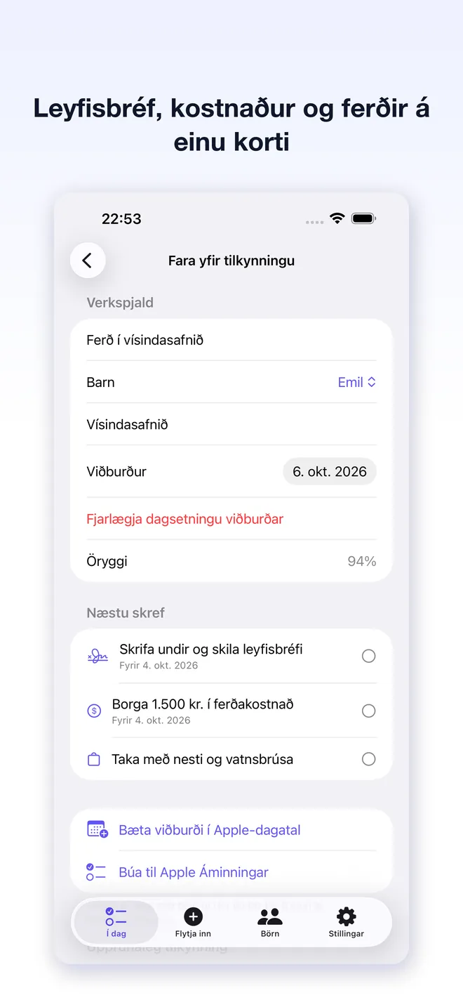 Note2Do-skjámyndir úr forritinu — 2/5