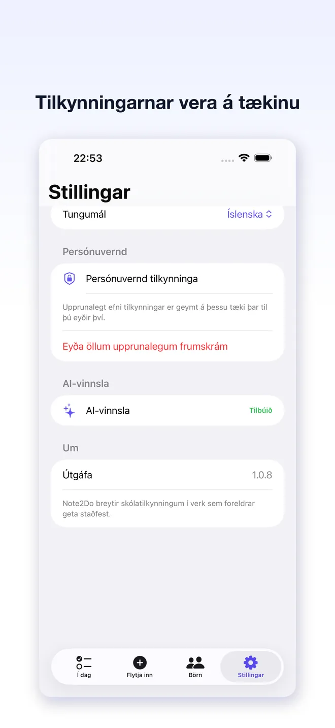 Note2Do-skjámyndir úr forritinu — 5/5