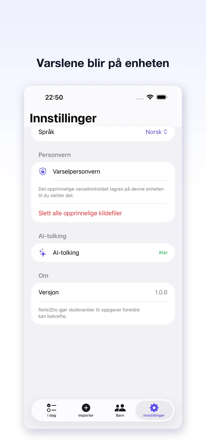 Note2Do-appskjermer — 5/5