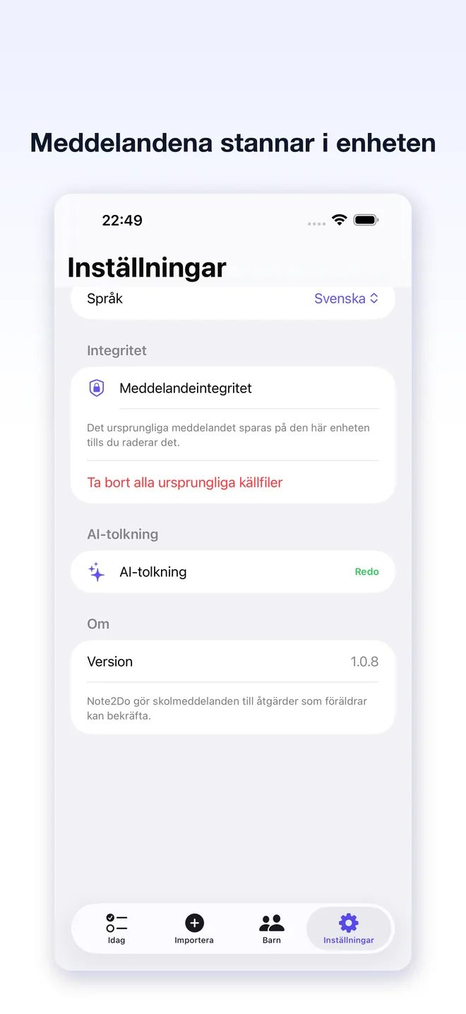 Skärmar från appen Note2Do — 5/5