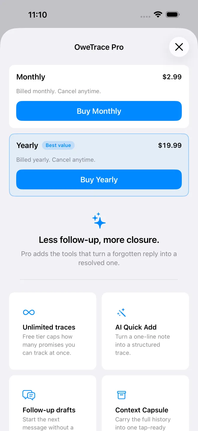 OweTrace app screens — 4/5