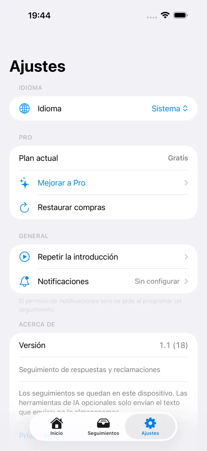Pantallas de la app OweTrace — 5/5