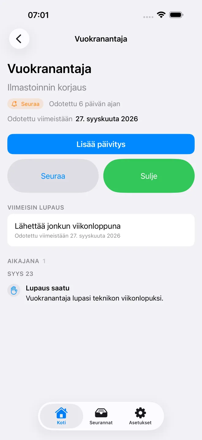 OweTrace-sovelluksen näkymät — 2/5