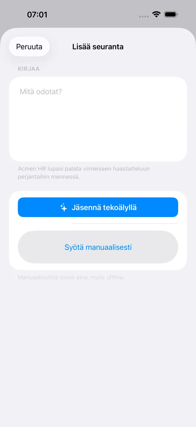 OweTrace-sovelluksen näkymät — 3/5