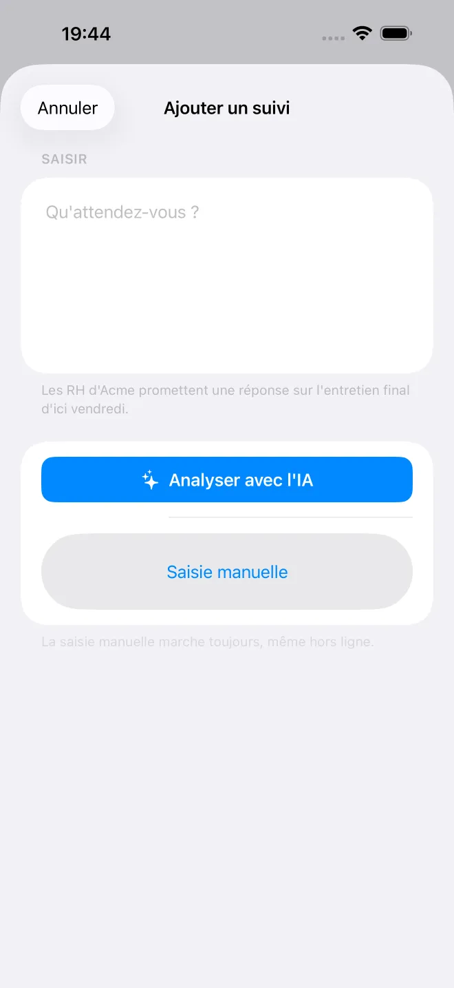 Écrans de l'app OweTrace — 3/5