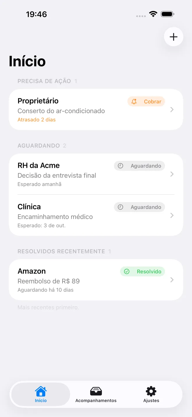 Ecrãs da app OweTrace — 1/5