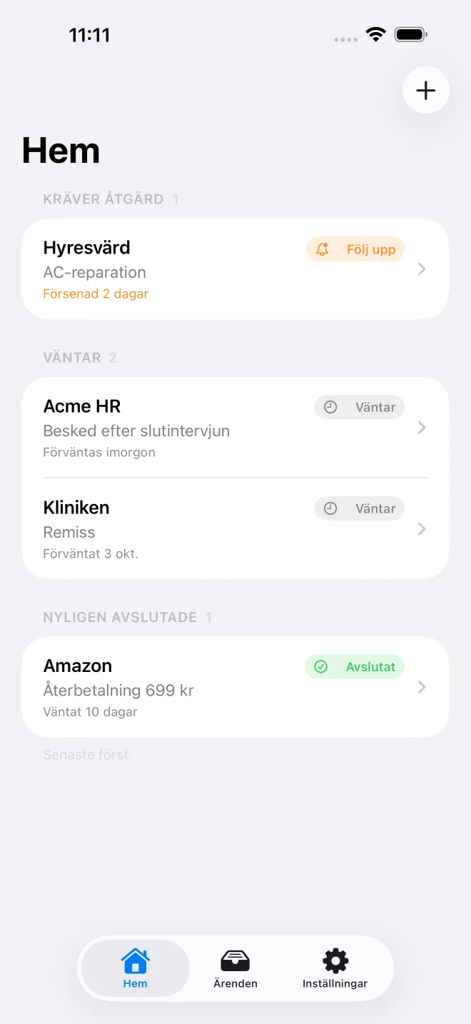 Skärmar från appen OweTrace — 1/5