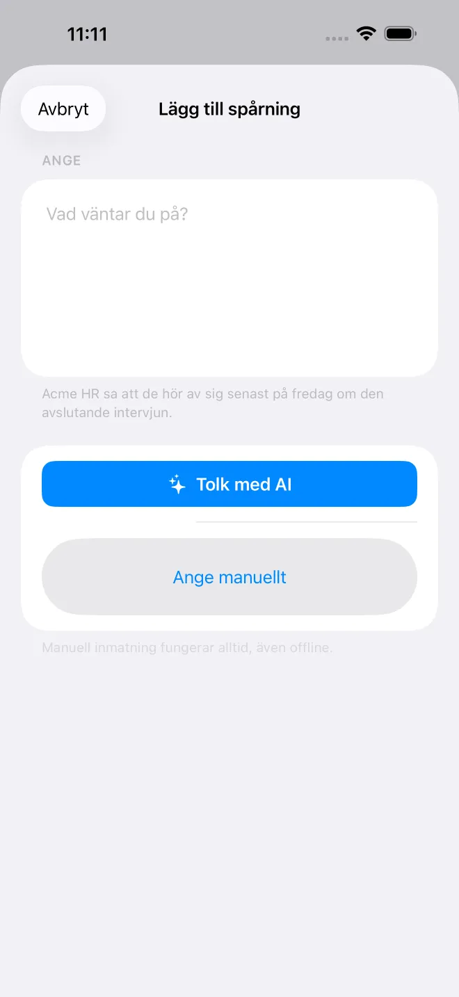 Skärmar från appen OweTrace — 3/5