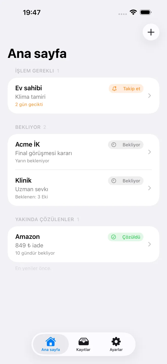 OweTrace uygulama ekranları — 1/5
