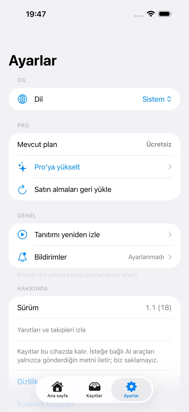 OweTrace uygulama ekranları — 5/5