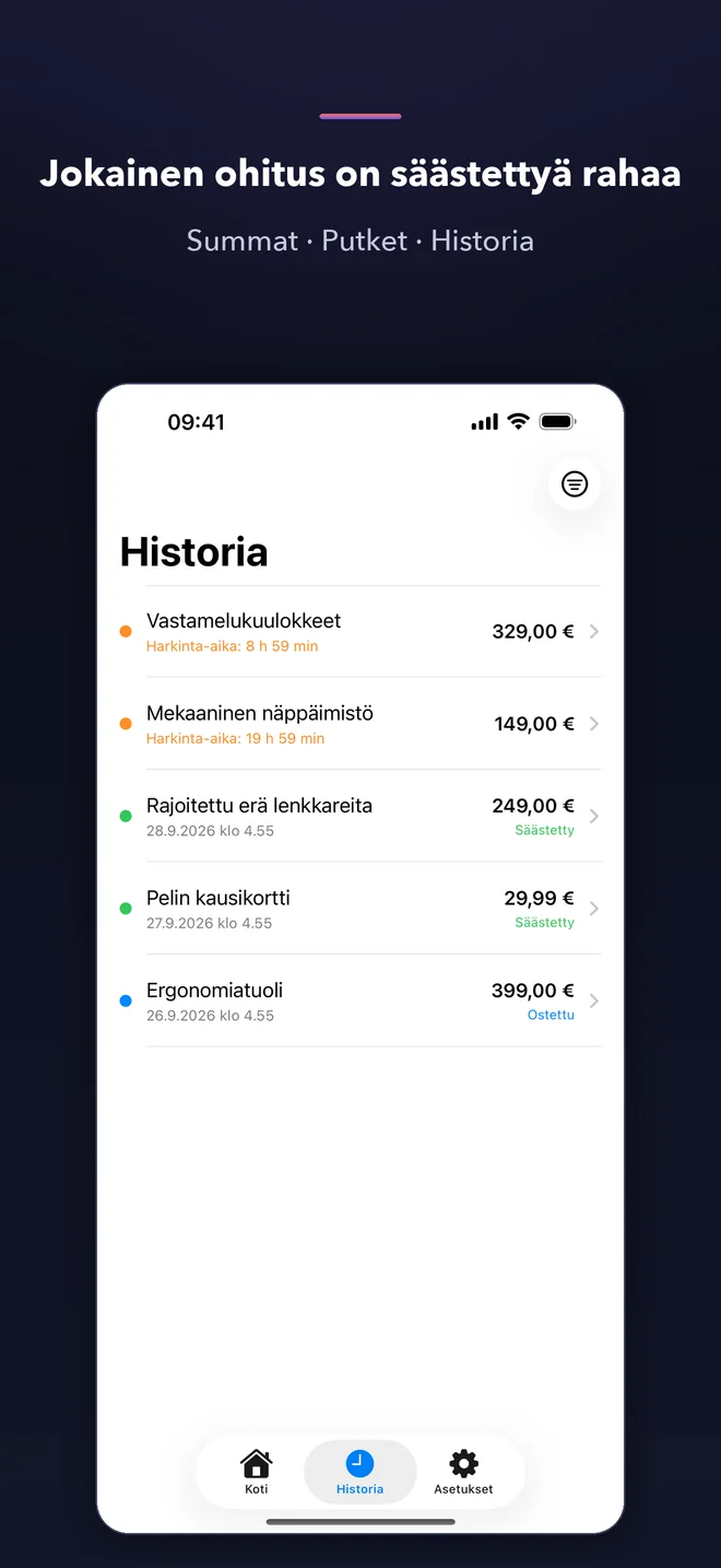 TaoSkip-sovelluksen näkymät — 4/5