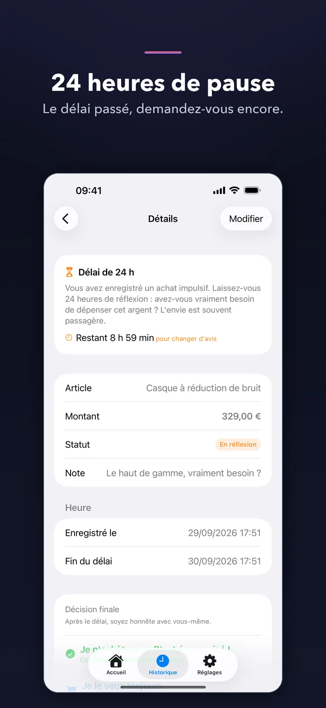 Écrans de l'app TaoSkip — 3/5
